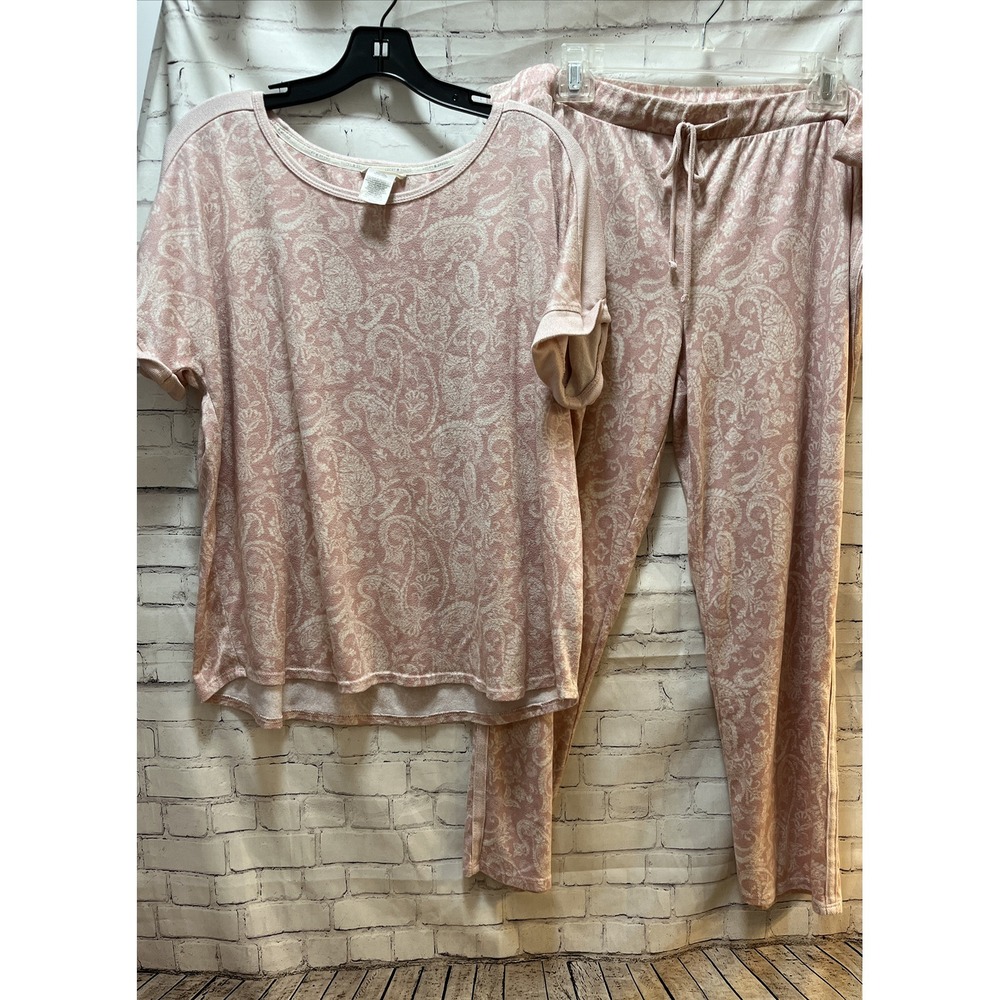 Lucky Brand Pajamas short sleeve shirt pants XXL pink paisley soft 27.5" inseam - Picture 6 of 7
